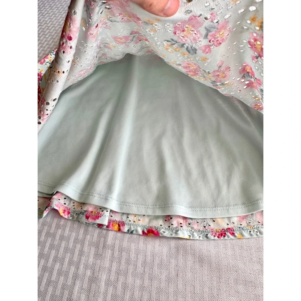 btween Girls Floral Eyelet Ruffle Off Shoulder Dress Mint Green Pink Size 12